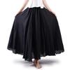 ASHER FASHION Women's Bohemian Style Elastic Waist Band Cotton Linen Long Maxi Skirt Dress (85CM, Black) view 1