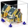 Better Display Cases Versatile Acrylic Display Case - Medium Square Box with Mirror, Dark Blue Risers and Clear Base 11" x 11" x 11" (V01/A001) view 1