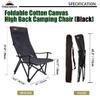 CAMPINGMOON Foldable Cotton Canvas Camping Chair Campfire High Back Low Style Relaxing Chair Black F-1002C-BK view 3