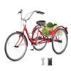 MarKnig 1 Speed Adult Tricycle, 24 Inch 3 Wheel Bikes with Large Basket, Cruiser Bike for Women/Men/Seniors, Adult Trike for Outdoor/Shopping/Recreation/Picnic (Red) view 1