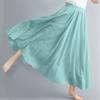 ASHER FASHION Women's Bohemian Style Elastic Waist Band Cotton Linen Long Maxi Skirt Dress (85CM, Water Blue) view 2
