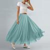 ASHER FASHION Women's Bohemian Style Elastic Waist Band Cotton Linen Long Maxi Skirt Dress (85CM, Water Blue) view 3
