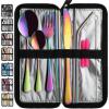 VANDBAO Camping Utensils Set, Portable Travel Utensils with Case for Fixing Tableware, Reusable Stainless Steel Stable Cutlery Set, Lunch Picnic Flatware Silverware (Rainbow Set) view 1