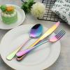 VANDBAO Camping Utensils Set, Portable Travel Utensils with Case for Fixing Tableware, Reusable Stainless Steel Stable Cutlery Set, Lunch Picnic Flatware Silverware (Rainbow Set) view 4