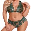 Avidlove Women Sexy Bra and Panty Set Lace Lingerie Strappy Babydoll Green view 1