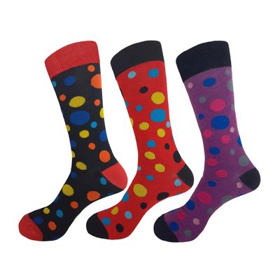 Royal Classic POLKA DOTS MIX PATTERNS NOVELTY SOCKS 3 PAIRS COTTON BLEND SIZE 10-13 (ASSORTED COLORS SET 3)