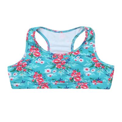 Hansber Girls Tie Dye Sleeveless Cutout Back Crop Top Ballet Dance Tanks Gymnastics Workout Sports Bra Green&Red 4