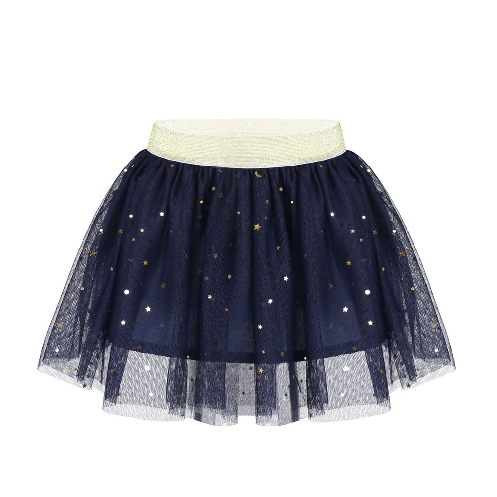 Yartina Infant Girls Tulle Tutu Skirt Sparkle Stars Princess Ballet Dance Dress Puffy Skirts Navy Blue 2-3