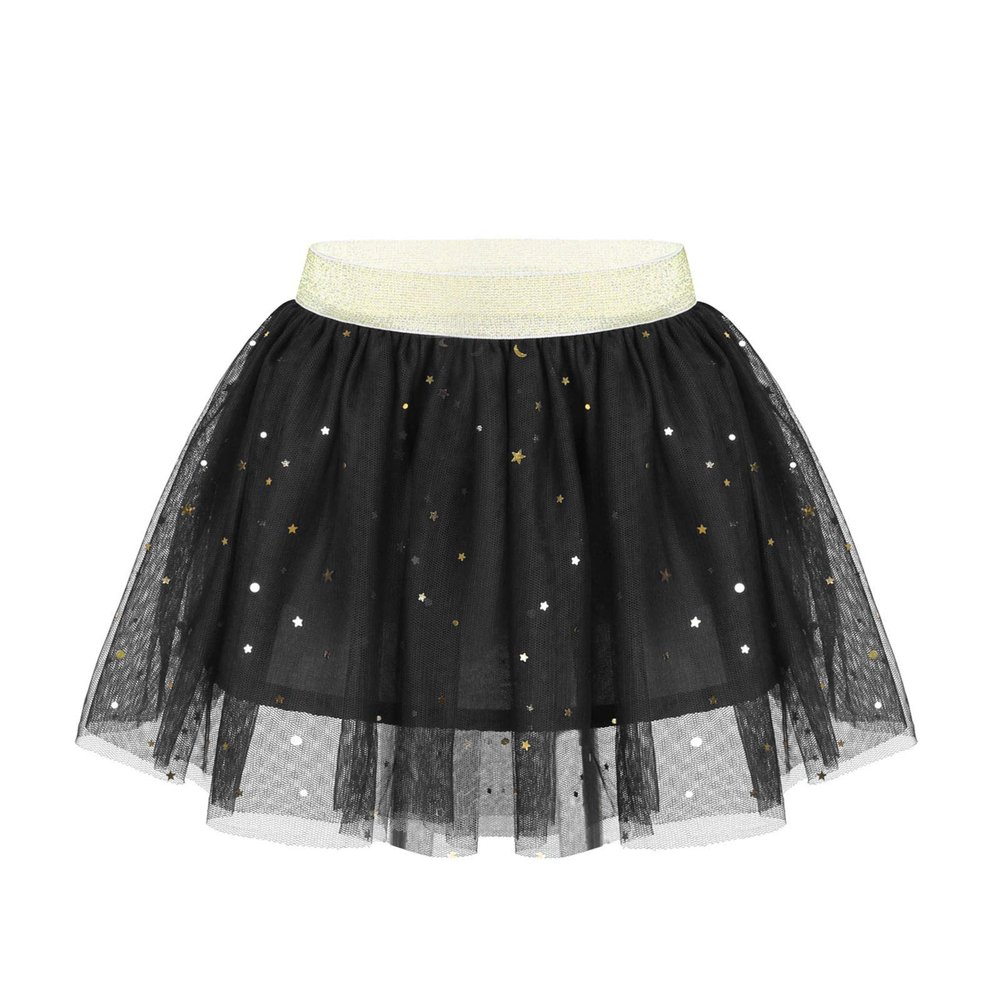 Yartina Infant Girls Tulle Tutu Skirt Sparkle Stars Princess Ballet Dance Dress Puffy Skirts Black 3-4