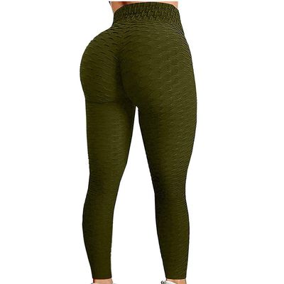 CHSSIH High Waist Butt Lifting Anti Cellulite Workout Leggings for Women Yoga Pants Tummy Control Leggings Tight,Green-XL