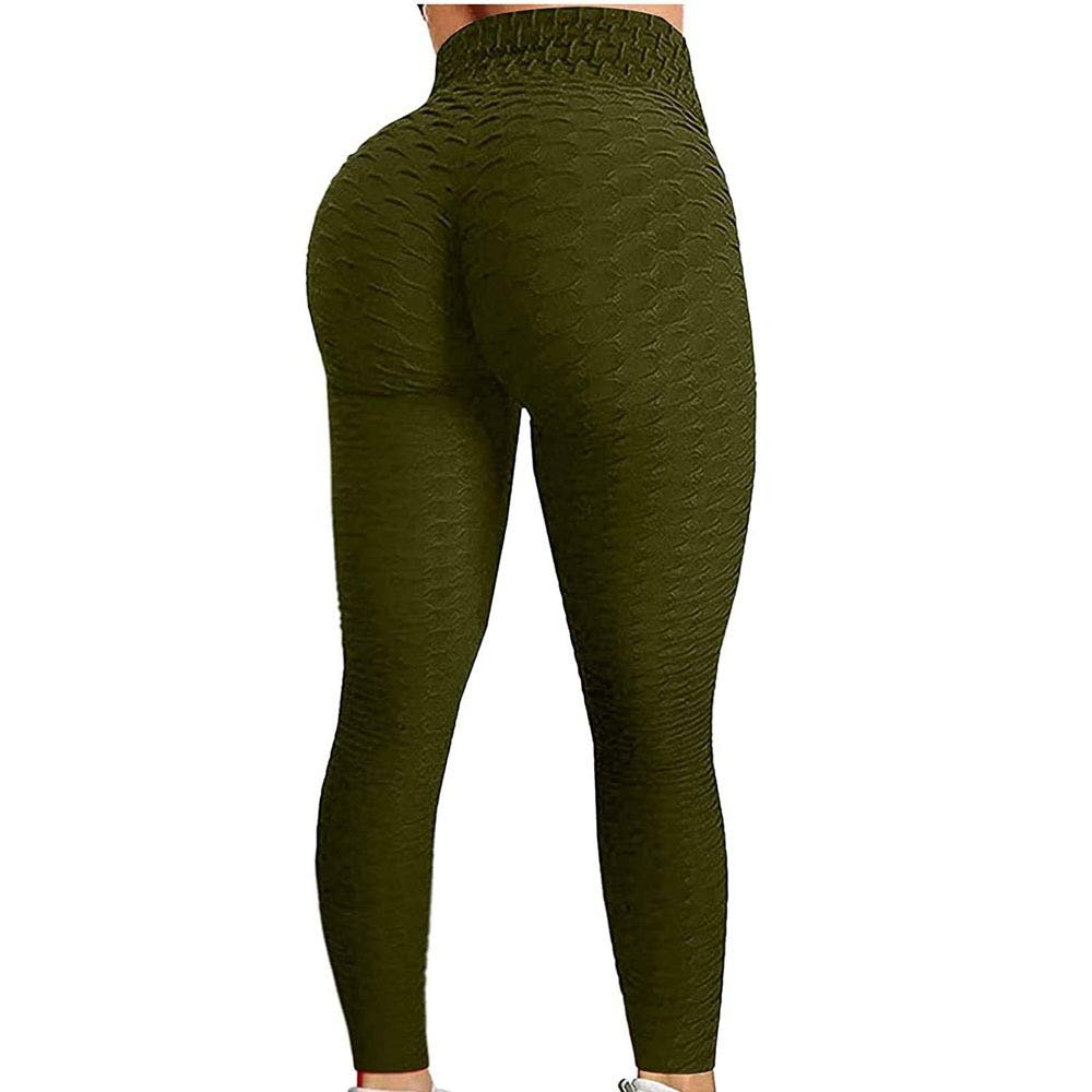 CHSSIH High Waist Butt Lifting Anti Cellulite Workout Leggings for Women Yoga Pants Tummy Control Leggings Tight,Green-XL