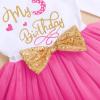 Baby Girl Flower Dress Infant Wedding Bridesmaid Birthday Party Pageant Tutu Tulle Communion Princess Formal Prom Cotton Dresses Swing Flowy Tutu Ball Gown for 6-24M Hot Pink-My 3rd Birthday 3T view 2