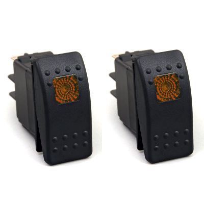 Amarine Made 2-Pack of 12v 20 Amp Waterproof LED On/Off Boat Marine SPST 3P Rocker Switch with Light (Orange)
