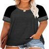 CARCOS Womens Color Block Plus Size Shirts 5X Short Sleeve Tops Crewneck Summer Tee Casual Raglan Tunics Loose Fit Blouses Dark Grey 5XL 26W 28W view 1
