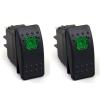 Amarine Made 2-Pack of 12v 20 Amp Waterproof LED On/Off Boat Marine SPST 3P Rocker Switch with Light (Green) view 1