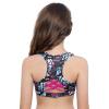 Moily Little Big Girls Digital Printed Racer Cutout Back Crop Top Gymnastics Dance Workout Sports Bra Black 6 view 3