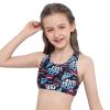 Moily Little Big Girls Digital Printed Racer Cutout Back Crop Top Gymnastics Dance Workout Sports Bra Black 6 view 4