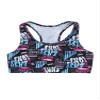 Moily Little Big Girls Digital Printed Racer Cutout Back Crop Top Gymnastics Dance Workout Sports Bra Black 4 view 1