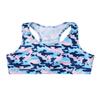 Moily Little Big Girls Digital Printed Racer Cutout Back Crop Top Gymnastics Dance Workout Sports Bra Camouflage Blue 4 view 1