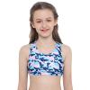 Moily Little Big Girls Digital Printed Racer Cutout Back Crop Top Gymnastics Dance Workout Sports Bra Camouflage Blue 6 view 2