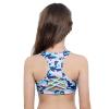 Moily Little Big Girls Digital Printed Racer Cutout Back Crop Top Gymnastics Dance Workout Sports Bra Camouflage Blue 6 view 3