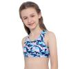 Moily Little Big Girls Digital Printed Racer Cutout Back Crop Top Gymnastics Dance Workout Sports Bra Camouflage Blue 6 view 4