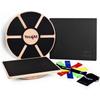 Yes4All Combo 4-in-1 Set for Full Body Workout, Wooden Wobble Balance Board with Rocker Balance Board, Balance Pad & Exercise Bands view 1