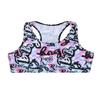 Moily Little Big Girls Digital Printed Racer Cutout Back Crop Top Gymnastics Dance Workout Sports Bra Rose Pink 4 view 1