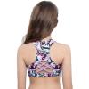 Moily Little Big Girls Digital Printed Racer Cutout Back Crop Top Gymnastics Dance Workout Sports Bra Rose Pink 4 view 2