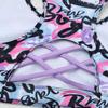 Moily Little Big Girls Digital Printed Racer Cutout Back Crop Top Gymnastics Dance Workout Sports Bra Rose Pink 4 view 4