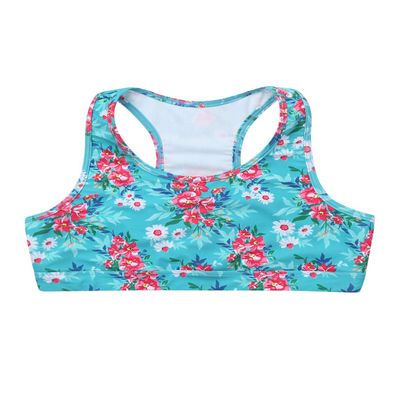 Moily Little Big Girls Digital Printed Racer Cutout Back Crop Top Gymnastics Dance Workout Sports Bra Green&Red 4