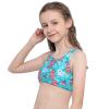 Moily Little Big Girls Digital Printed Racer Cutout Back Crop Top Gymnastics Dance Workout Sports Bra Green&Red 4 view 3