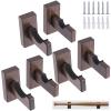 HAKZEON 6 PCS Baseball Bat Display Case Holder, Solid Wood Rack Brackets Baseball Bat Hanger Wall Mount with 9 Protective Plugs and 9 Hidden Screws for Horizontal Display, Brown view 1