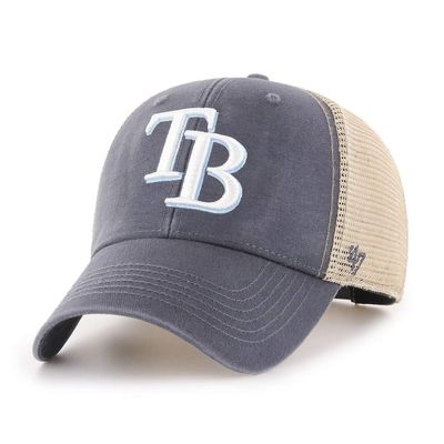 47 Brand MLB Team Color Flagship Mesh Trucker Primary Logo MVP Adjustable Structure Baseball Cap Hat, Adult One Size Fits All - Tampa Bay Rays Navy