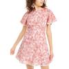 B. Darlin Womens Juniors Floral Print Open Back Mini Dress Pink 11/12 view 1