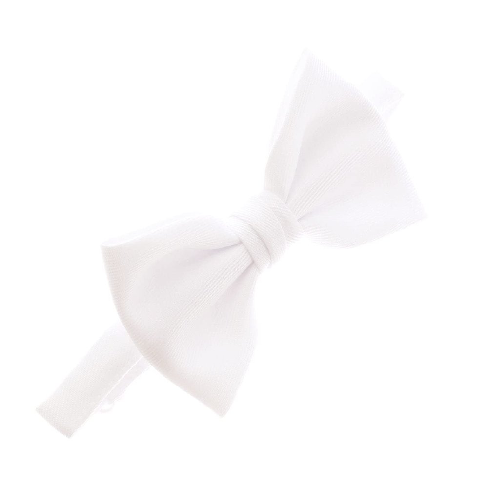 My Lello Baby Gabardine Adjustable Pre-Tied Bow Tie - White