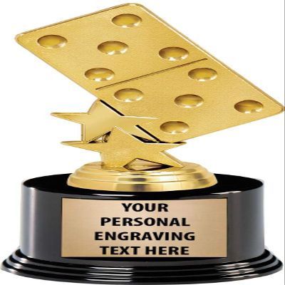 Crown Awards Dominoes Trophy, 5 1/4" Personalized Gold Dominoes Trophy with Custom Engraving, 50 Pack