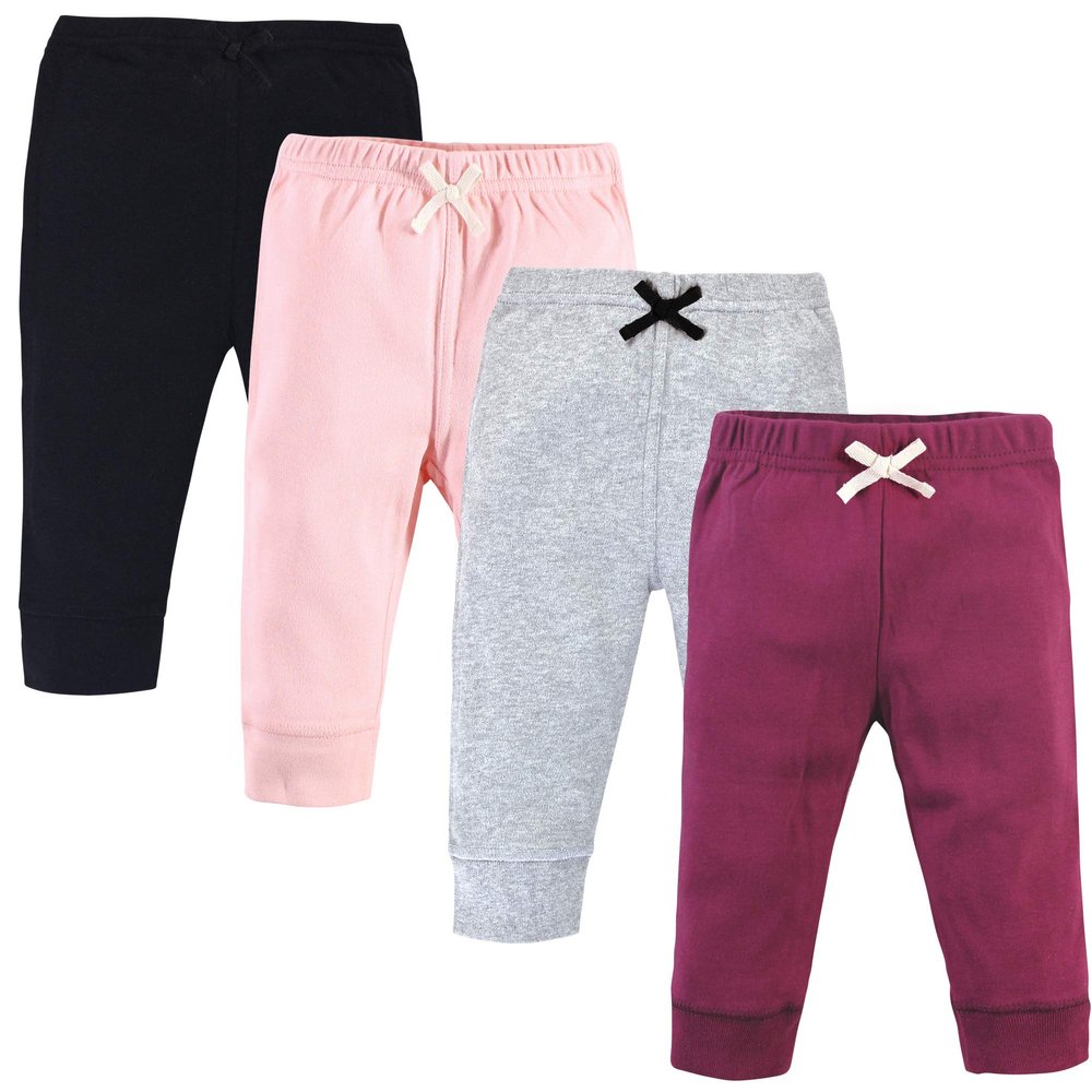 Touched by Nature Unisex Baby Organic Cotton Pants, Pink Burgundy, 2 Toddler