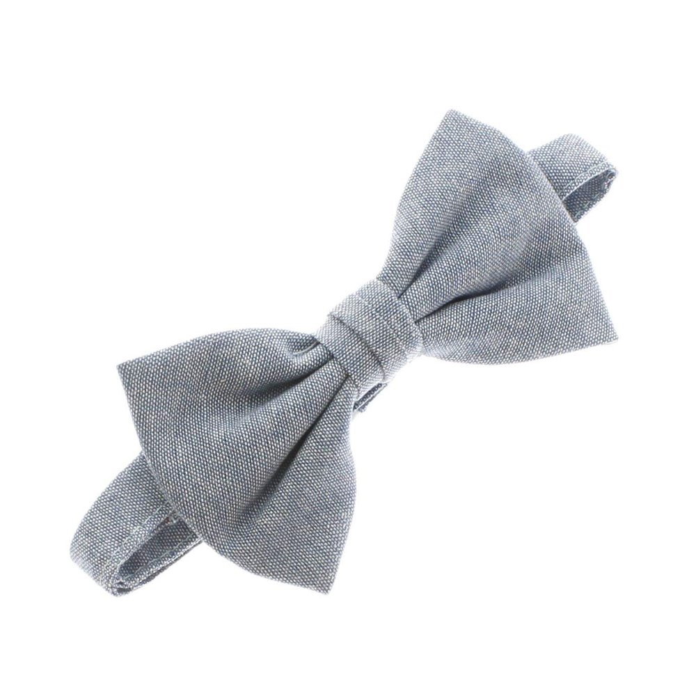 My Lello Baby Chambray Adjustable Pre-Tied Bow Tie - Faded Denim