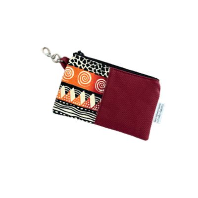 African Fabric Coin Pouch, Maroon Change Purses