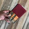 African Fabric Coin Pouch, Maroon Change Purses view 4