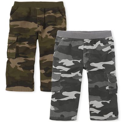 The Children's Place Baby Boys and Toddler Boys Pull On Cargo Pants, Night Camo/Olive Camo, 6-9 MONTHS
