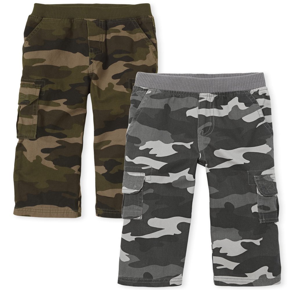 The Children's Place Baby Boys and Toddler Boys Pull On Cargo Pants, Night Camo/Olive Camo, 6-9 MONTHS