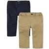 The Children's Place baby boys And Toddler Stretch Chino Pants, Flax/New Navy 2 Pack, 2T US view 1