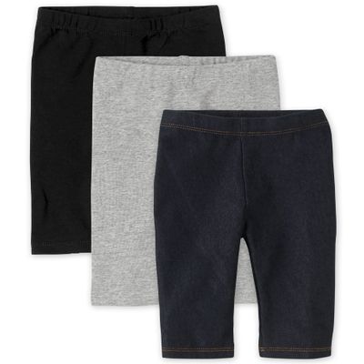 The Children's Place Baby Girls and Toddler Capri Leggings, Black/Smoke Gray/True Indigo 3 Pack, 5T US