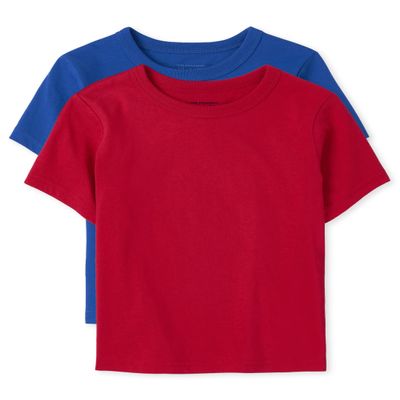 The Children's Place baby boys And Toddler Short Sleeve Basic Layering T-shirt Shirt, Blue/Red 2 Pack, 3T US