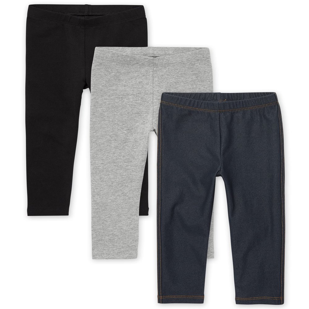 The Children's Place Baby Girls And Toddler Girls Leggings,Black/Smoke Gray/True Indigo 3 Pack,18-24MONTH