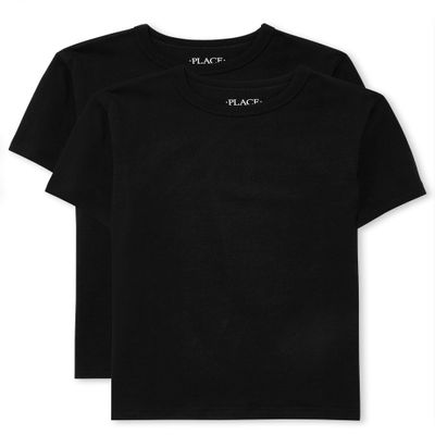 The Children's Place Boys Short Sleeve Basic Layering T-Shirt, Black 2 Pack, Small