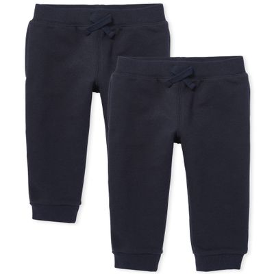 The Children's Place Baby Boys and Toddler Active Fleece Jogger Pants, New Navy 2 Pack, 3T US