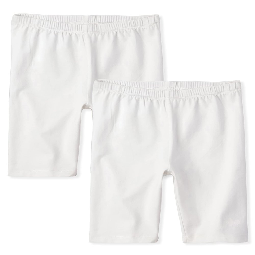 The Children's Place Girls Mix and Match Bike Shorts, White 2 Pack, Small